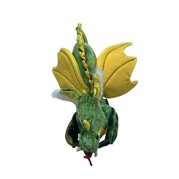Folkmanis Plush Dragon Hand Puppet Stuffed Animal Toy Green 14" Gold Furry Ears - Picture 2 of 5